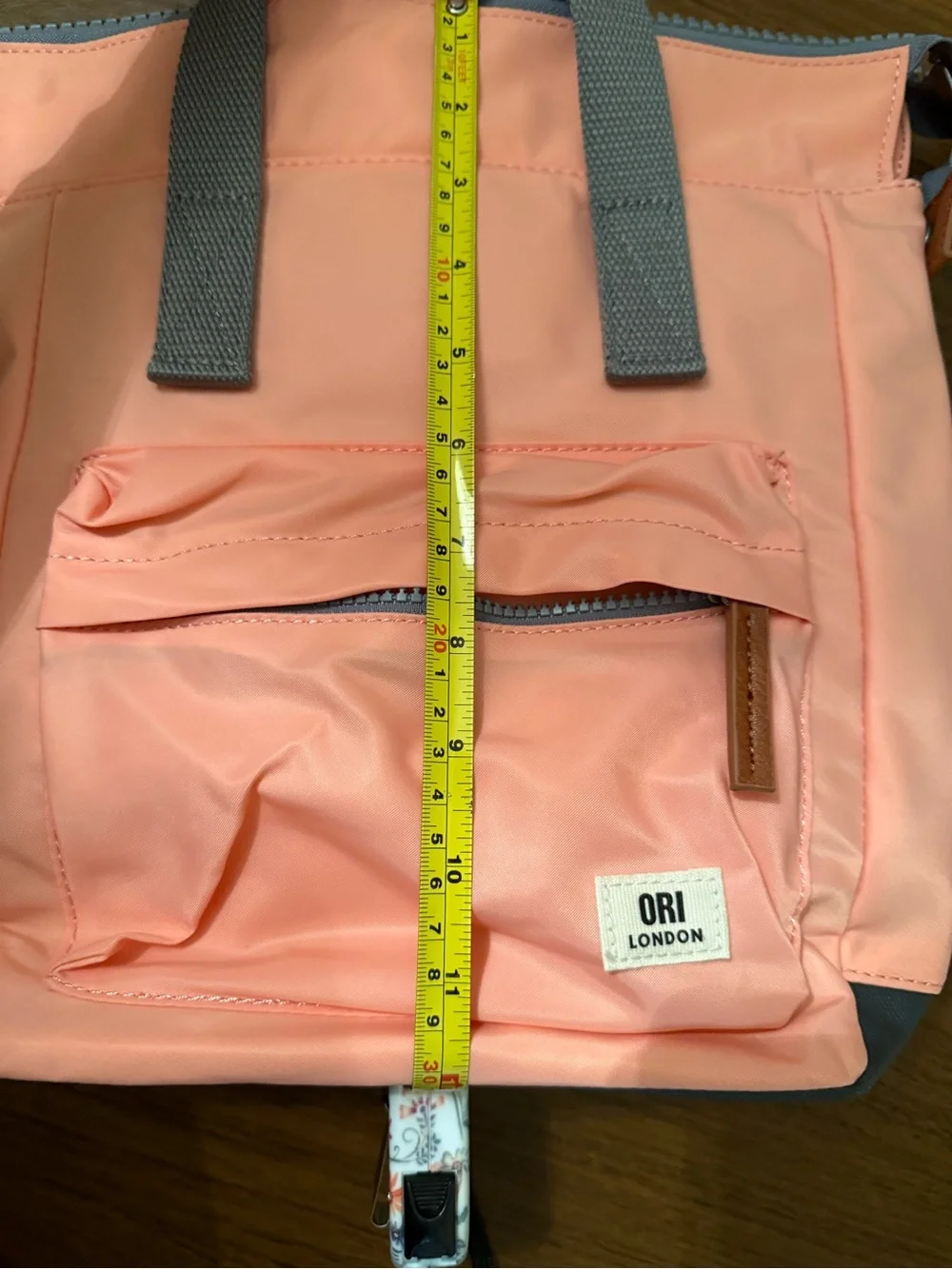 Ori London Pink Backpack Tote with Gray Straps